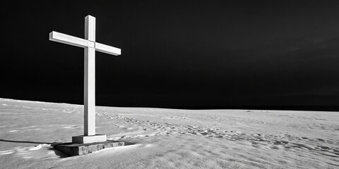 White Cross on Snowy Hill, Faith , Religion