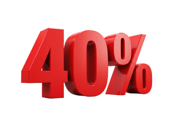 Isolated Red Forty Percent Sign - Discount Offer
