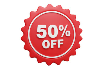 Isolated Red 50 Percent Off Badge - Business Promotion