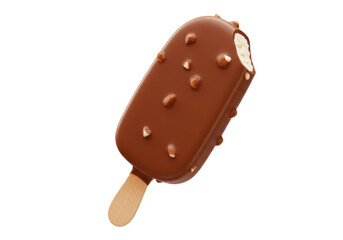 Isolated Chocolate Covered Ice Cream Bar with Nuts - Frozen Delight