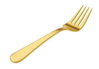 Isolated Elegant Golden Fork Utensil