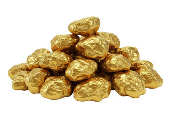 Isolated Pile of Shiny Gold Nuggets