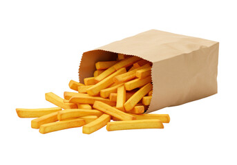 Isolated Paper Bag Overflowing with French Fries