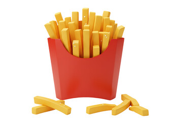 Isolated Portion of French Fries in Red Container