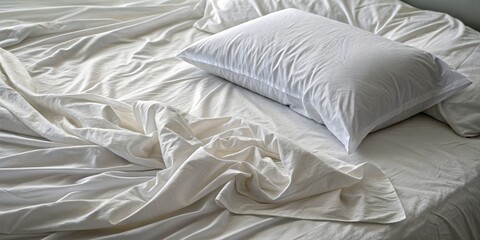 Wrinkled White Bedding Pillow and Sheets, Comfort , Sleep