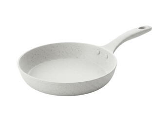Isolated Empty White Frying Pan with Marble Coating