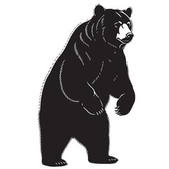 Black Bear Silhouette, Vector Illustration, Wildlife Art, Standing Bear