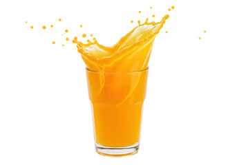 Isolated Orange Juice Splash in Clear Glass