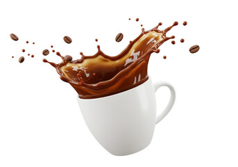 Isolated Coffee Splash in White Mug