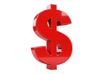 Isolated Glossy Red Dollar Sign Currency Symbol