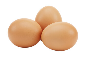 Isolated Group of Three Brown Chicken Eggs