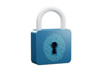 Isolated Blue Padlock Security Fingerprint Scan