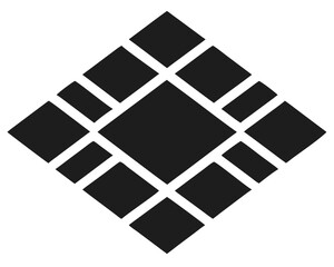 Simple repeating diamond pattern silhouette design in black with transparency