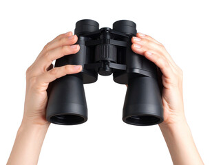 Hands Holding Binoculars Against Open Sky – Symbol of Exploration and Possibility