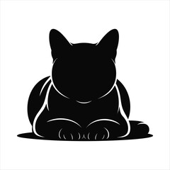Black silhouette of a cat with white highlights sitting down feline animal
