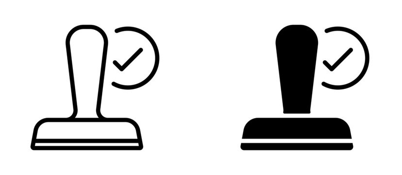 Approval icon. Rubber stamp or Seal symbol with checkmark