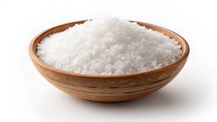 Coarse Sea Salt in Rustic Wooden Bowl:  Clean, Bright, and Natural Food Photography.