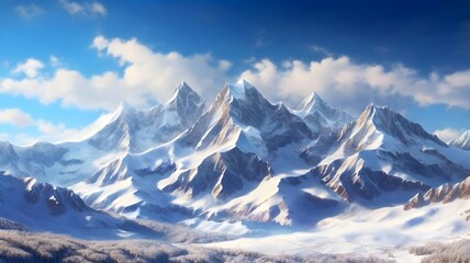 Obraz premium Majestic Snow-Capped Peaks Under a Clear Sky