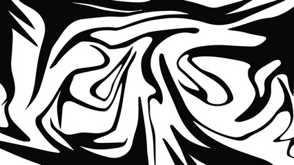 Abstract Black and White Swirls Pattern with Organic Shapes and Intertwined Lines