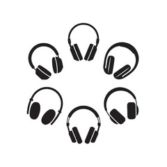 Symmetrical Headphone Pattern on White Background

