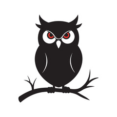 Owl Perched On Tree Branch Silhouette Art