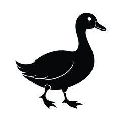 Duck Walking Silhouette Vector – Waterfowl Bird Icon Design