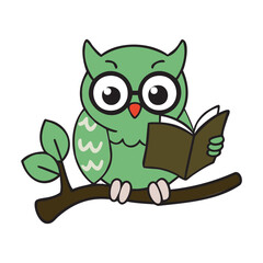 Cartoon Owl Reading Book Baby Design