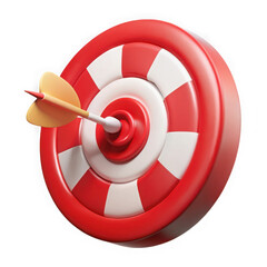 3d rendered dart hitting the center of a red and white bullseye target