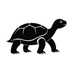 Walking Turtle Silhouette Vector – Side View Reptile Icon for Wildlife Design