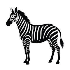 Zebra Silhouette Vector Icon – Black Animal Outline with Striped Pattern Hint