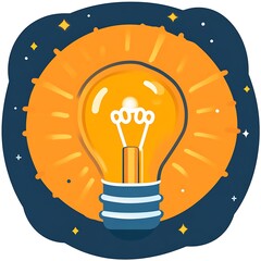 Glowing lightbulb radiating bright energy, space backdrop