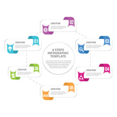 6 step timeline infographic template with numbered elements. flat, simple vector design ideal for business presentations, project planning, and process visualization in a clean, modern layout.