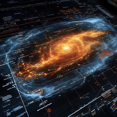 Glowing nebula within a digital interface