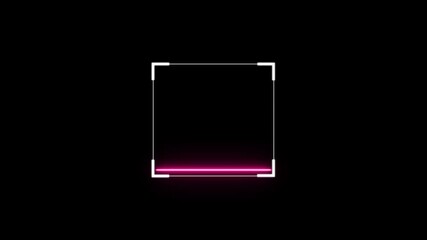 Animation of a neon scanner icon, displays a glowing, sleek representation of a barcode or QR code scanner, with light beams or digital neon lines. - Powered by Adobe