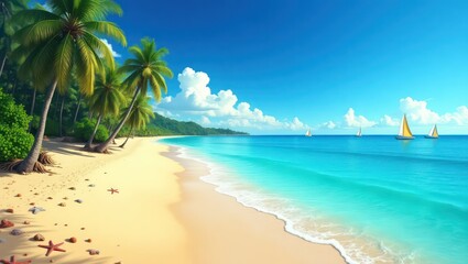 Obraz premium tropical beach with palm trees