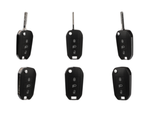Black color car key set, isolated white background