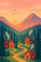 vector illustration of a village