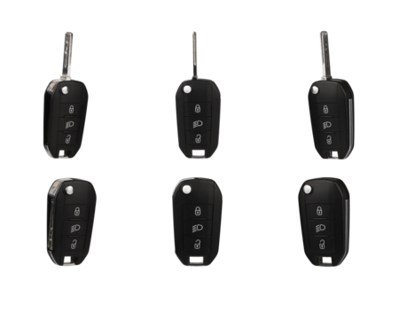 Black color car key set, isolated white background