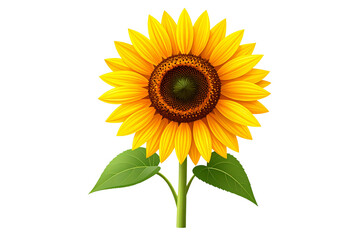 Obraz premium Minimalist Vector Sunflower Pointing Upward, With Clean Green Stem, Isolated PNG