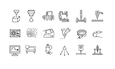 Fototapeta premium Advanced Laser System Line Icons Set