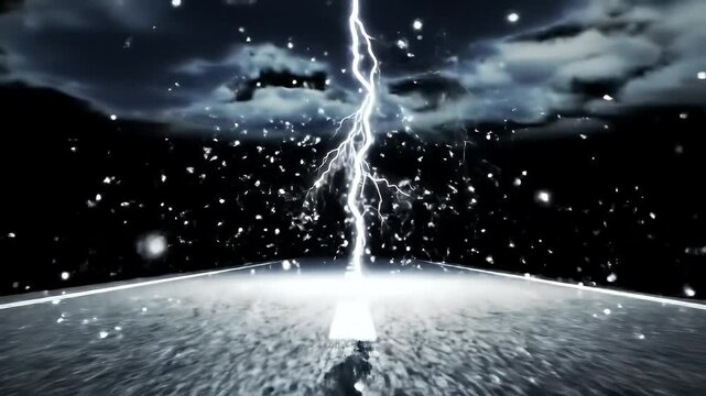Epic Storm Dramatic Lightning Strike on Dark Night, Nature's Raw Power Unleashed