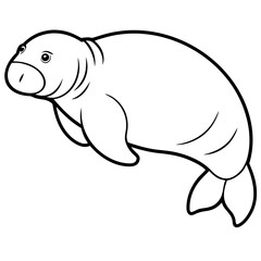 Cute cartoon seal vector illustration drawing happy and smiling with a fish, a funny sea mammal character design