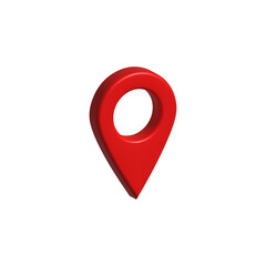 3D Red Location Pin Icon Isolated on White Background – GPS Navigation Pointer, Map Marker Symbol, Geolocation Tag, Route Finder, Travel Guide Concept – High-Quality 3D Illustration