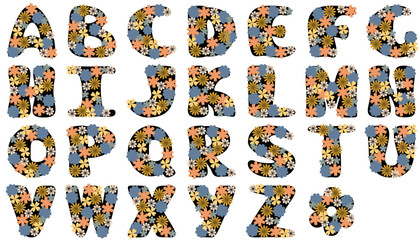 Naklejka premium Flower alphabet on white background vector illustration abc