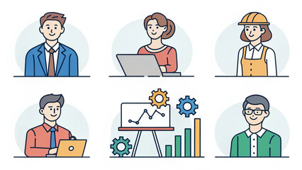 Modern Flat Business People Vector Illustration – Ideal for Web, Apps & Presentations