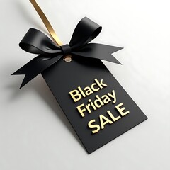 Black Friday Sale Tag with Elegant Black Ribbon