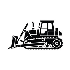 Naklejka premium Black silhouette of a bulldozer moving earth isolated on white background