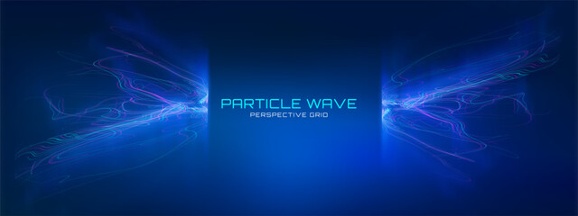 Tech speed line abstract background with fiber optic light and data network connections. Futuristic 5G wave concept for cityscapes and global internet communications. Digital vector illustration.