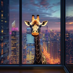 Wildlife elegance in modern skyline bokeh view high resolution picture