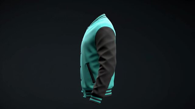 Stylish Teal and Black Baseball Jacket Design A Modern Take on Classic Varsity Style
